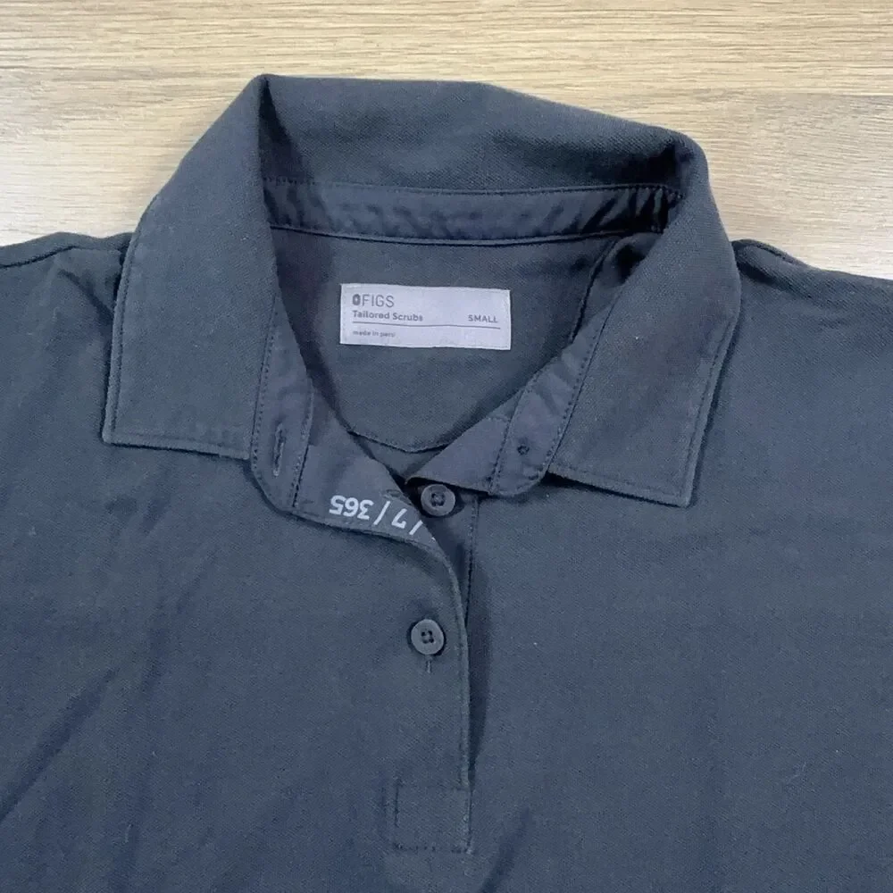 FIGS Sleeveless Polo Shirt Small Pima Cotton Tailored Scrub Top Black
